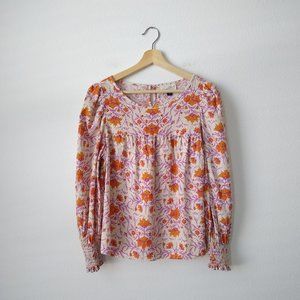 Universal Thread Puff Sleeve Smocked Wrist Floral Peasant Top | M